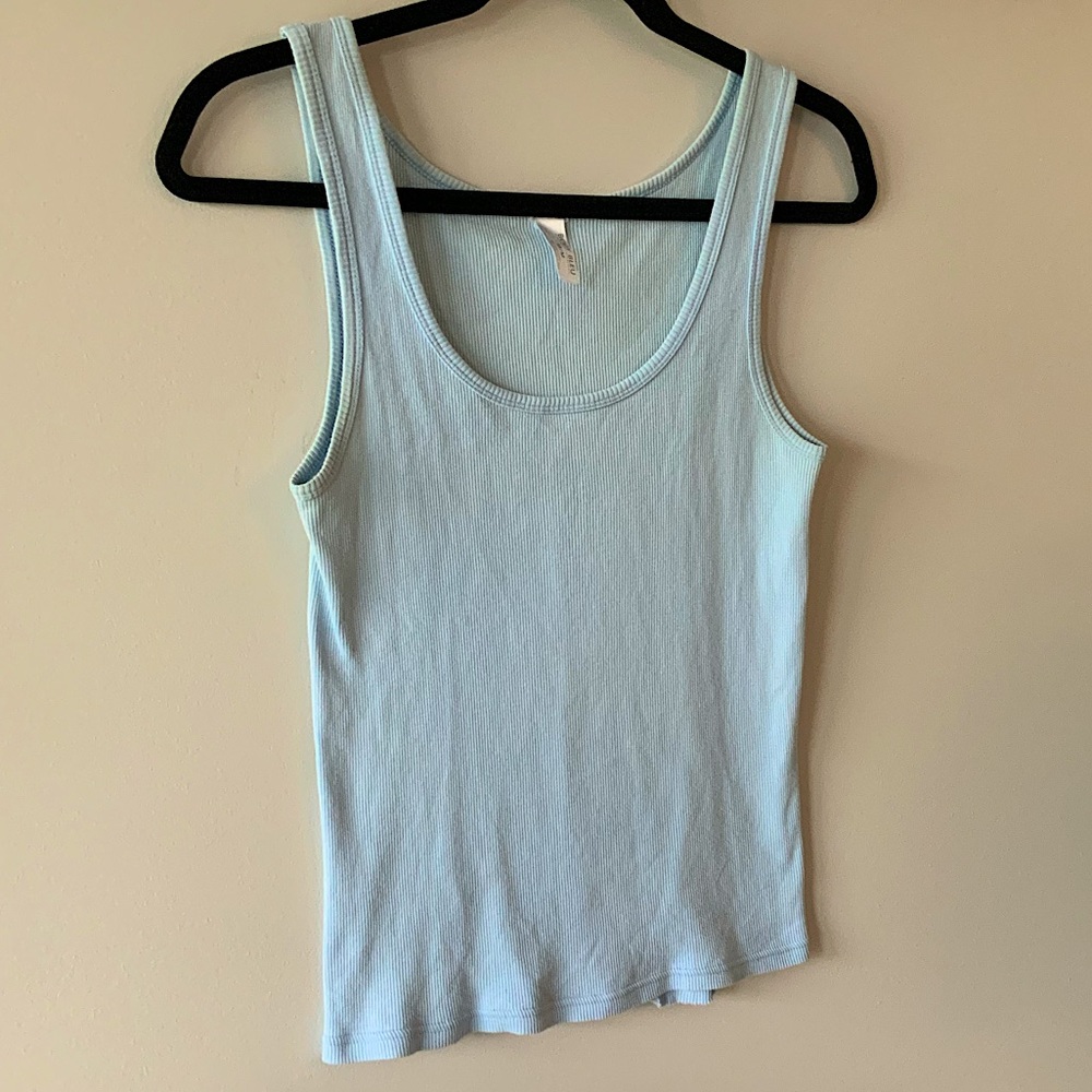 Light Blue Ribbed Tank Top